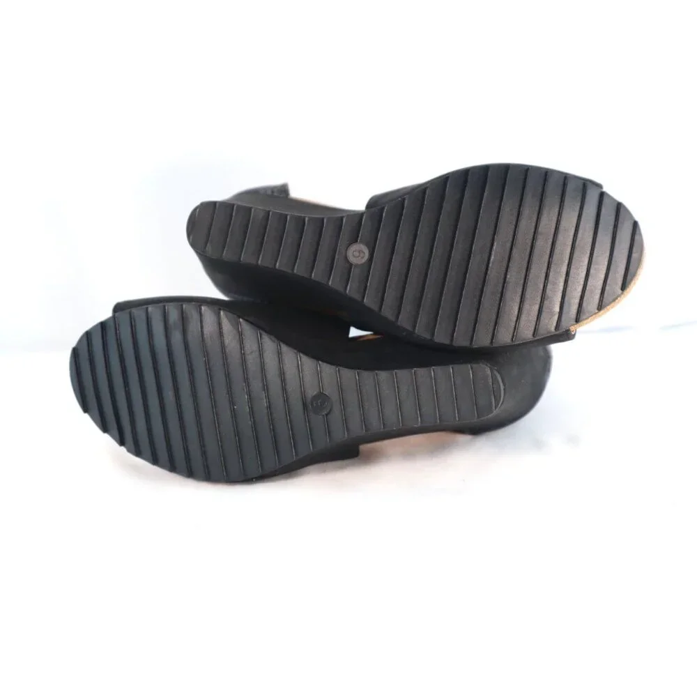 Corkys Boutique Sunburst Open-Toe Wedge Sandals‎ Black Size 6